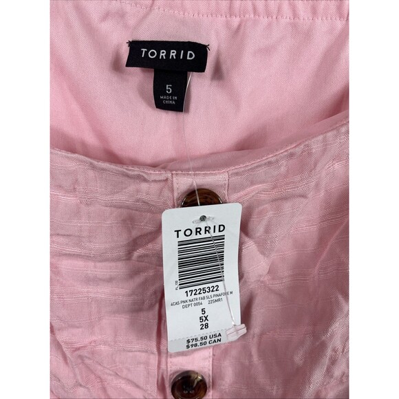 Torrid Womens 5X Spaghetti Strap Pinafore Button Front Mini Dress Pink NWT $75 - Picture 2 of 6